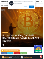 Saylor's Shocking Dividend Secret: Bitcoin Needs Just 1.25% Growth | Live Bitcoin News