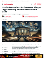 Nvidia Faces Class Action Over Alleged Crypto Mining Revenue Disclosure Gaps - Coinspeaker