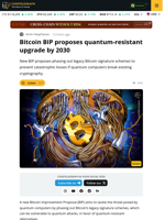 Bitcoin Proposal to Retire Legacy Signatures Against Quantum Threats
