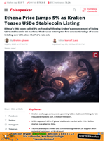Ethena Price Jumps 5% as Kraken Teases USDe Stablecoin Listing - Coinspeaker