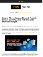 Crypto Alert: Blazpay Phase 2 Presale Live at $0.0075 Amid XRP and ETH Market Strength