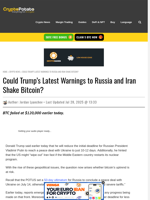 Could Trump’s Latest Warnings to Russia and Iran Shake Bitcoin?