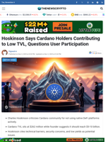 Hoskinson Says Cardano Holders Contributing to Low TVL, Questions User Participation