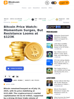 Bitcoin Price Watch: Momentum Surges, But Resistance Looms at $123K – Markets and Prices Bitcoin News