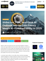 Shiba Inu, PEPE, and Ozak AI Outlook: Meme Coin Frenzy Meets AI-Powered Utility in 2025 | Live Bitcoin News