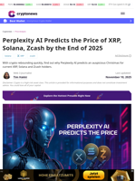 Perplexity AI Predicts XRP, Solana, Zcash Prices by 2025