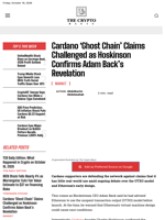 Cardano ‘Ghost Chain’ Claims Challenged as Hoskinson Confirms Adam Back’s Revelation