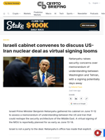 Israeli cabinet convenes to discuss US-Iran nuclear deal as virtual signing looms