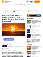 Bitcoin Price Watch: Bulls Target $120K Amid Strong Technical Breakout – Markets and Prices Bitcoin News