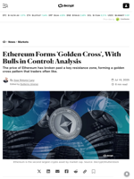 Ethereum Forms 'Golden Cross', With Bulls in Control: Analysis - Decrypt