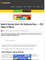 Bank of America Enters the Stablecoin Race — CEO Makes It Official