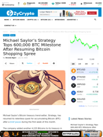 Michael Saylor’s Strategy Tops 600,000 BTC Milestone After Resuming Bitcoin Shopping Spree ⋆ ZyCrypto