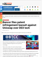 Bancor files patent infringement lawsuit against Uniswap over DEX tech - The Crypto News Wire