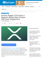 Former Ripple CTO Gives 3 Reasons Banks May Choose XRP Over Stablecoins ⋆ ZyCrypto