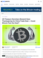 Bessent Eyes Thanksgiving Deal — BTC Faces Volatility