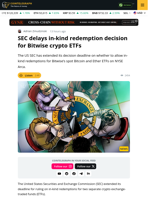 SEC delays Bitwise BTC & ETH In-Kind ETF Redemptions Ruling