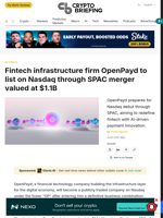 Fintech infrastructure firm OpenPayd to list on Nasdaq through SPAC merger valued at $1.1B