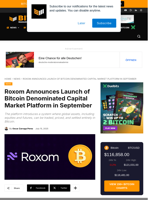 Roxom Announces Launch Of Bitcoin Denominated Capital Market Platform In September