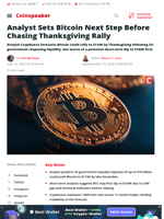 Analyst Sets Bitcoin Next Step Before Chasing Thanksgiving Rally - Coinspeaker