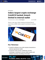 India’s largest crypto exchange CoinDCX hacked, breach limited to internal wallet