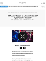 XRP Army Reacts as Litecoin Calls XRP Hype ‘Cosmic Delusion’