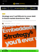 Strategy won’t sell Bitcoin to cover debt in future market downturns: Woo - CoinCentral