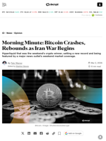 Morning Minute: Bitcoin Crashes, Rebounds as Iran War Begins - Decrypt