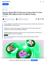 TRUMP Price Ahead Of The Dinner | Meme Coins To Watch Today