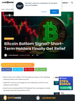 Bitcoin Bottom Signal? Short-Term Holders Finally Get Relief | Live Bitcoin News
