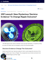 XRP Lawsuit: New Mysterious ‘Decisive Evidence’ To Change Ripple Outcome? 