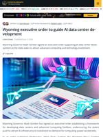 Wyoming Issues Executive Order to Guide AI Data Center Development