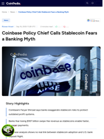 Coinbase Policy Chief Calls Stablecoin Fears a Banking Myth