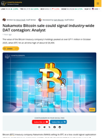 Bitcoin Treasury Sell-Off Could Signal Deeper Capitulation Coming: Analyst