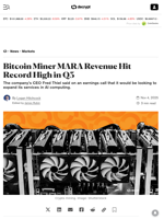 Bitcoin Miner MARA Revenue Hit Record High in Q3 - Decrypt
