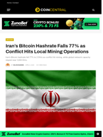 Iran’s Bitcoin Hashrate Falls 77% as Conflict Hits Local Mining Operations