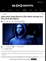 Adam Back Flags Bitcoin’s 200-Week Average as a Structural Bull Signal