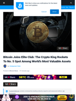 Bitcoin Joins Elite Club: The Crypto King Rockets To No. 5 Spot Among World’s Most Valuable Assets | Bitcoinist.com