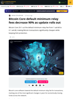 Bitcoin Core Slashes Def Relay Fee by 90%: Update Rolls Out