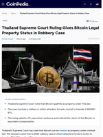 Thailand Supreme Court Ruling Gives Bitcoin Legal Property Status