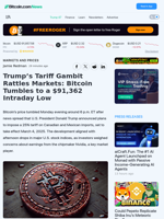 Trump’s Tariff Gambit Rattles Markets: Bitcoin Tumbles to a $91,362 Intraday Low – Markets and Prices Bitcoin News