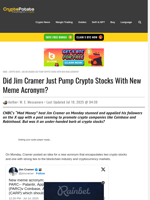 Did Jim Cramer Just Pump Crypto Stocks With New Meme Acronym?