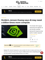Nvidia's Jensen Huang says AI may need a billion times more compute