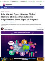 Bitcoin, Stocks Climb on US Shutdown Negotiations Optimism