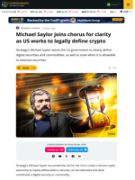 Saylor Calls For Crypto Taxonomy To Clarify US Rules