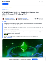 ETH/BTC Breakout After 5 Months: Is An Altcoin Season Incoming?
