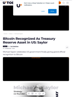 Bitcoin Recognized As Treasury Reserve Asset in US: Saylor - U.Today