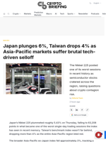 Japan plunges 6%, Taiwan drops 4% as Asia-Pacific markets suffer brutal tech-driven selloff