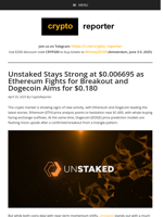 DOGE Eyes $0.180, ETH Struggles, Unstaked Price Rises to $0.00695