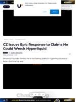 CZ Issues Epic Response to Claims He Could Wreck Hyperliquid - U.Today