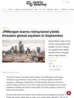 JPMorgan warns rising bond yields threaten global equities in September